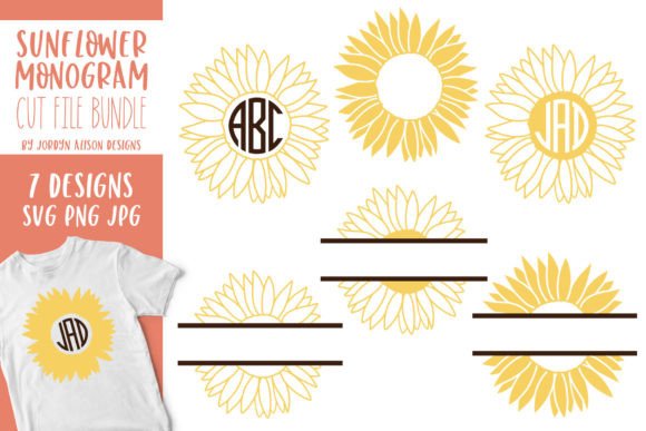 Download Sunflower Monogram SVG Bundle - Flower monogram Collection
