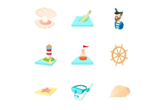 Download Nautical Theme Icons Set, Cartoon Style - Nautical theme Collection