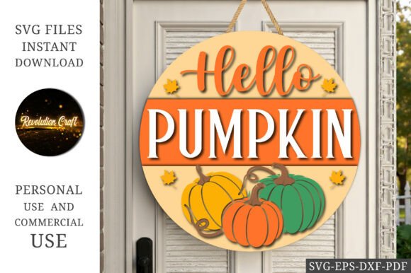 Download Hello Pumpkin Door Hanger SVG - Hello Collection