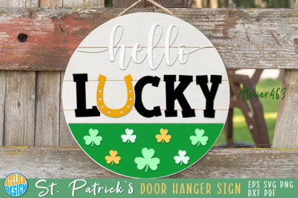 Download Hello Lucky Door Hanger Round Sign Svg - Hello Collection