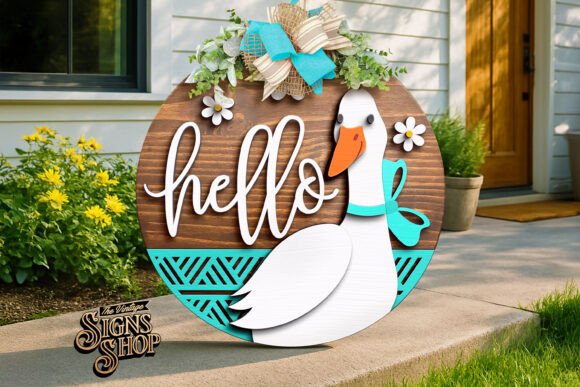 Download Hello Silly Goose, SVG Laser Door Hanger - Hello Collection