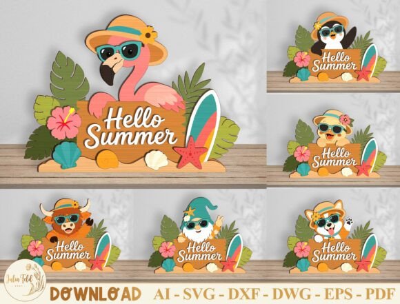 Download Hello Summer Laser Cut File SVG Bundle - Hello Collection