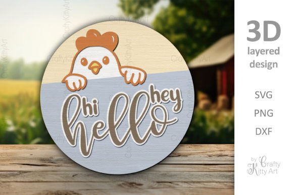 Download Chicken Hi Hey Hello 3D Farm Sign SVG - Hello Collection