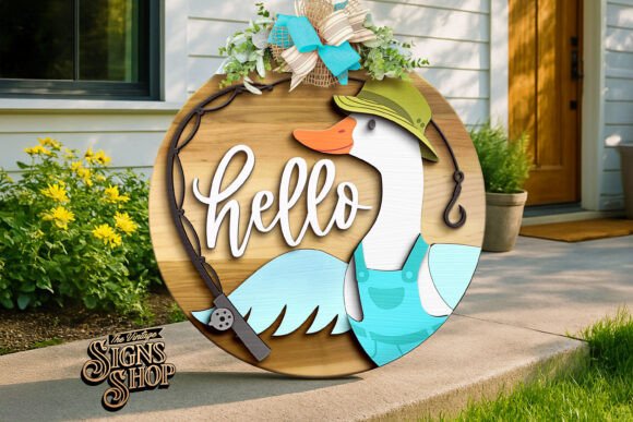 Download Hello Goose Fisherman SVG Laser Hanger - Hello Collection