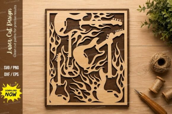 Download Abstract Guitar Wall Art Laser Cut SVG - Guitar wall art Collection